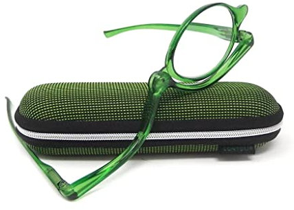 CONTOUR CRISTAL - Occhiali da trucco con lenti da vista di qualità ottica e custodia per matite (Verde, 2.5)