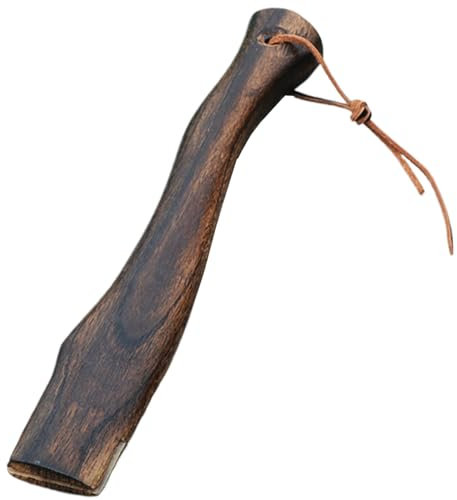 Axe Handle 13 Inch Wooden Hatchet Handle Replacement with Hanging Leather Cord Ergonomic Curved Hatchet Handle Replacement with Wooden Grain 4 * 1.3cm Long