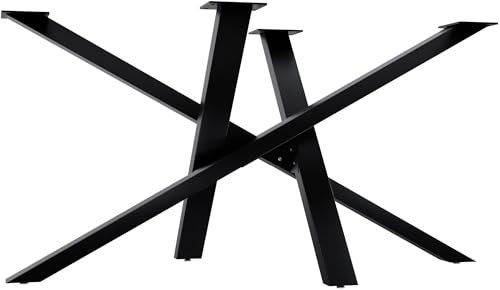 CLP Tischbeine Metall schwarz Finney, Tischkufen für DIY-Esstische, Tischgestell aus pulverbeschichtetem Stahl, Höhe 72 cm, Farbe:schwarz, Größe:140x70x72 cm