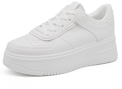 Scarpe da Donna Ginnastica Sneakers Sportive Casual con Lacci Platform AD-300 Bianco N.39