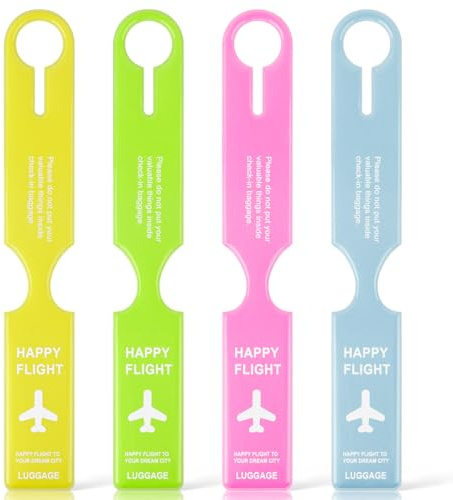 GAOHUI 4PCS Luggage Tags for Suitcases, Long Suitcase Tags with ID Card, Personalised Luggage Labels for Backpacks, Handbags, Cruise & Suitcases, Travel Accessories