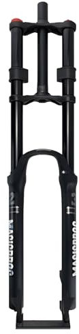 DHNCBGFZ Mountain Bike Suspension Fork 26/27.5/29inch Travel 180mm Disc Brake Front Fork 1-1/8 Straight Air Fork Double Crown Downhill Fork QR 9 * 100mm(Black,26)