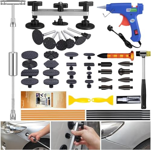 Manelord Car Body Dent Puller, Dent Repair Kit with Slide Hammer T bar and Silver Bridge Dent Puller for Auto Dent Removal