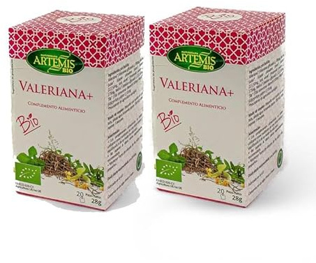 Pack 2 x Infusión de Valeriana Plus Artemis Bio 20 filtros (40 bolsitas) | Tisana ecológica sin teína para la noche | Sabor suave y relajante antes de dormir