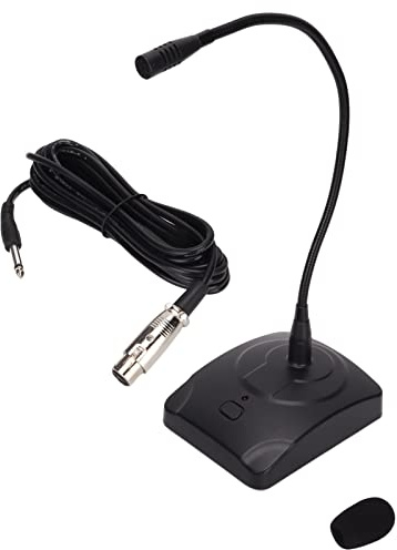 ZenithAur Microfono a collo di cigno tavolo con tecnologia a condensatore, risposta in frequenza 80Hz-1200Hz, indicatore LED e cavo da XLR a 6,35 mm per conferenze