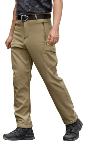 Generisch Pantaloni lunghi da uomo per il tempo libero, vestibilità comoda, non elastici, per tutte le stagioni, design puro dei colori, facili da abbinare con scarpe da ginnastica, cachi, S