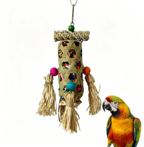 Bird Toys Foraging Shredder Hanging Toys with Bell Parakeet Toy Parrot Swing Climbing Standing Toys Bird Cage Accessories for Conure Cockatiel Budgies Lovebird