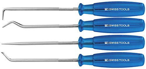 PB Swiss Tools Mini Haken Pick Set PB 7680 | 100% Swiss Made | 4-teiliges PickTool für Dichtungen bei O-Ring, Bremse, Motor, Getriebe