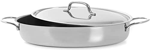 Gierre 402528 Casseruola Inox Ovale 2 Manici Con Coperchio 28 Cm