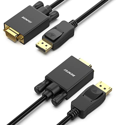 BENFEI Cavo DisplayPort a VGA 1,8M 2 Confezioni, Unidirezionale DP DisplayPort Computer a VGA Monitor 1080P maschio a maschio placcato in oro per Dell HP ASUS e altri marchi