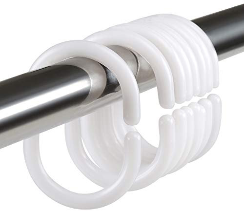 LIHAO 24 Pezzi Ganci per Tende, Anelli da Doccia in Plastica, Ganci Singoli Bianchi, 46 x 29 mm,Bianco