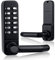 CODACE Mechanical Keyless Entry Door Lock with Keypad Door Knob, Waterproof Keypads Deadbolt Door Lock with Handle, Stainless Steel Digital Outdoor Gate Combination Door Locks Set with Keypads (Black)
