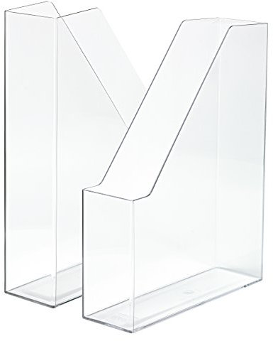 HAN Stehsammler i-Line - 2 STÜCK, eleganter, moderner High-End Stehsammler für Hefte, Zeitschriften und Mappen bis Format A4/C4, transparent-glasklar, 16501-23