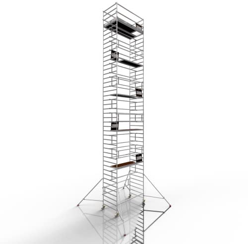 ALTEC Profigerüst AluLight XXL, Arbeitshöhe 14,0 m, Breite 1,35 m, Länge 2,5 m, inkl. Rollen und Auslegern, TÜV-geprüft, Made in Germany