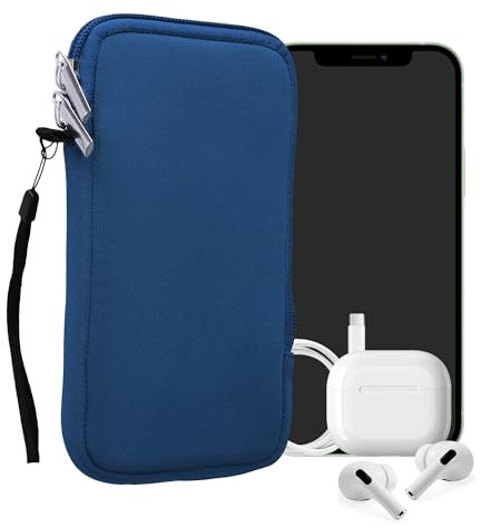 kwmobile Handytasche für Smartphones L - 6,5 - Neopren Handy Hülle Baltik Blau - Handy Tasche 16,5 x 8,9 cm Innenmaße