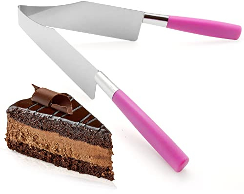 Cake knife slicer and cutter server,stainless steel cake cutter ,for wedding cake knife and server set,Birthday party Wedding and all the Events Pie slicer Pastries Divider Desserts Lever (Purple)