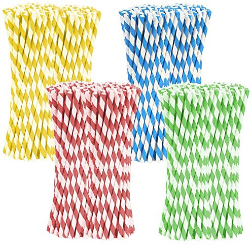 Lot de 300 pailles colorées en papier pour café ou jus, cocktail