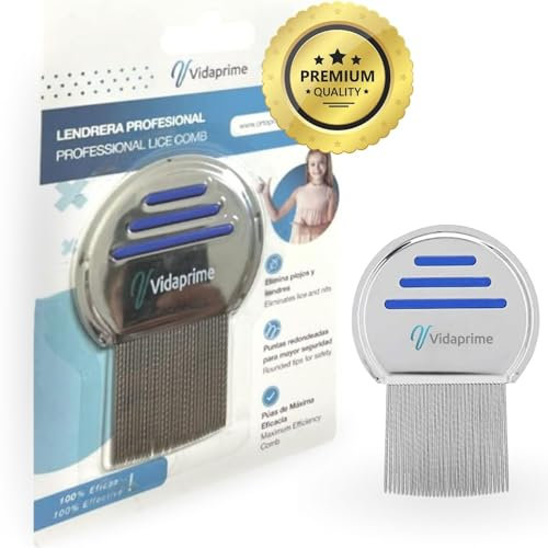 Vidaprime LIENDRERA piojos y liendres - Liendrera Profesional - Peine Piojos y Liendres - Eliminar Tratamiento piojos y liendres - Liendrera Púas Acanaladas - LENDRERA ANTIPIOJOS Y LIENDRES