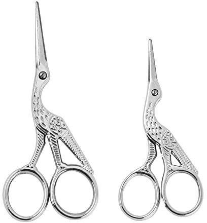 Fayemint 2 Stücke Stork Sewing Scissors, Scharfe Stickschere, Silber Kranichschere, Kranichschere, für Nähen, Basteln, Sticken (Silber)