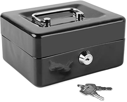 Riuulity Metall-Sicherheitsbox mit Schlüsselschloss, Feuerfeste Aufbewahrungsbox für Wertsachen, Dokumente, Reisepass, Bargeld, Tablet