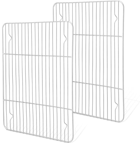 Joyfair Kylgaller set om 2, rostfritt stål, stort kakgaller, kylgaller, 38,6 x 28,4 cm, rektangulärt bakgaller för bakning, matlagning, kylning grillning, hälsosam och hållbar, ugns- och
