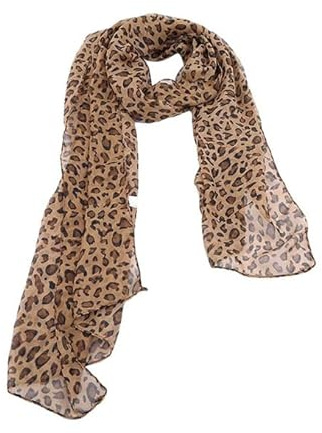 SHTGOI Leopard, sciarpa in chiffon di seta, da donna, estiva, leggera, con stampa animale, elegante, di alta qualità, per la protezione solare