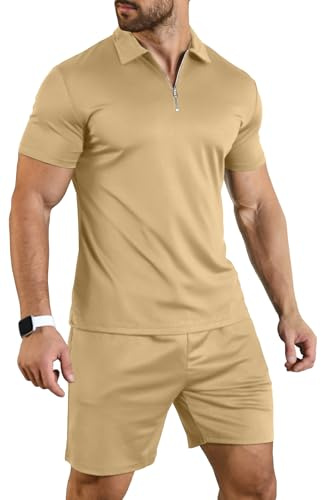 KUYIGO Ensemble polo et short d'été pour homme - 2 pièces - Vêtement tendance et décontracté