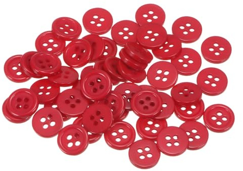 QUARKZMAN 100pcs Botones de Resina, 4 Agugeros 11.5mm Botones Redondos de Costura Botón Decorativo de Coser para Trajes Ropa Camisas Pantalones Manualidad Bricolaje, Rojo