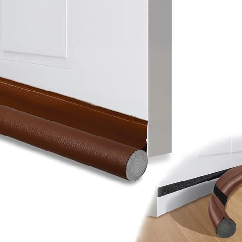 2 Pezzi Paraspifferi Sottoporta 90cm,Paraspifferi Porta Ingresso per Parabrezza Antipolvere,Facile da Pulire PU (Marrone)