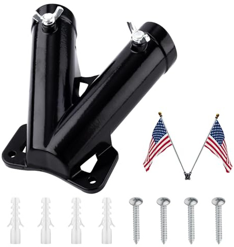 PEUTIER Soporte para Mástil Bandera Doble, Soporte Montaje Asta Bandera Aleación Aluminio Primera Calidad Forma V Soporte Asta Bandera Resistente Soporte Asta Bandera Doble Doble Ranura(Negro)