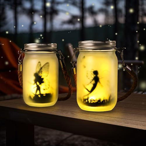 Adiwo 2 Piezas Farol Solar,Solares Lámparas Hada Exterior ,Impermeable IP44,Colgante/ De Pie,Para Balcón,Fiestas, Bodas,Adornos Jardin(Blanco cálido)