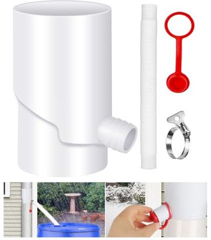 Recuperateur d Eau de Pluie pour Tuyau de Descente 7-11cm, Collecteur Eau de Pluie, Récupérateur d'eau avec Accessoires de Montage, Raccord Récupérateur Eau de Pluie pour Toitures Jusqu'à 80 m² (B)