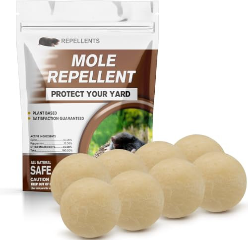 WENQHL Mole Repellent Ultrasonic, Gopher Repellent, Effective Moles Deterrent for Lawn, Natural Mole Traps for Garden, Groundhog Repellant, Vole Repellents, Mole Deterrent -8P