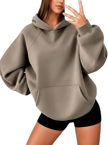 Oyamiki Hoodies for Women Uk Long Sleeve Hooded Sweatshirts Basic Fleece Lined Casual Oversized Hoodie Pullover with Pockets