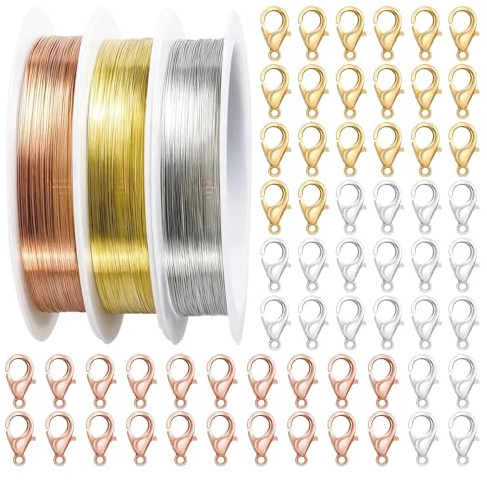 3 Bobines Fil de Cuivre 0,3mm x 15m pour Bijoux