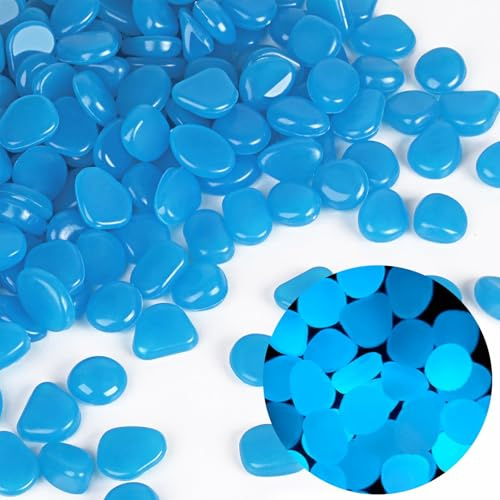 Teouuas 400 Pezzi Pietre Luminose, Bianche Ciottoli Luminosi (Blu Scuro)