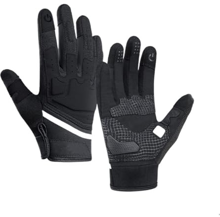 Guanti da ciclismo invernali con touch screen, termici, antivento, impermeabili a dita intere, per uomini e donne (nero, XL)
