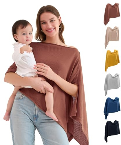 momcozy Breastfeeding Cover for Mum, Multi-Use Nursing Cover, Portable Baby Breast Feeding Cover Up, Soft Privacy Breastfeeding Shawl, Newborn Essential, Includes Laundry Bag