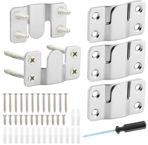 4 Pairs Flush Mount Bracket, Stainless Steel Interlocking Furniture Connector Heavy Duty Photo Frame Hook Large Picture Hanger for Hanging Headboards Large Picture Display
