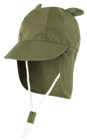 DRESHOW Sombrero de Sol Bebe Sombrero de Verano para Niños Gorra de Playa con Orejas de Oso para Niños y Niñas con Protección del Cuello para Actividades al Aire Libre