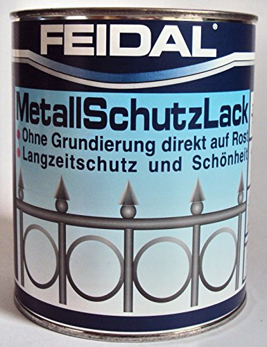 Feidal Metallschutzlack , 3 in 1 Rostschutz , Grundierung u. Lack in einem , Farbton Dunkelgrün , glänzend / 250 ml , Streichbar direkt auf Rost / Speziallack für Handwerk u. Industrie / stoß- u. schlagfest / für Eisen u. Stahl