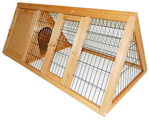 CHARLES BENTLEY Frame Wooden, Outdoor, Triangle, Portable, Pet Hutch, Guinea Pig, Ferret, Run, Natural FSC Wood, Open Bottom For Grazing, Removable Doors, Shut Sleeping Area, Waterproof (118x50x45cm)