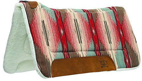 Weaver Leather All Purpose 30 x 30 Contoured Saddle Pad with Felt Insert and Merino Wool Fleece Bottom, Red/Tan