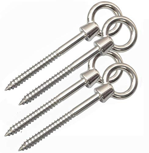 AIVOOF Hammock Hooks, 4Pack Heavy Duty Hammock Hanging Kit Stainless Steel Eye Screw Hooks 2600LB Capacity Swing Hardware for Yoga Swing Chair Indoor Outdoor