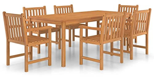 vidaXL 7-delad trädgårdsmatgrupp 200x100 cm massiv teak