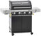 RÖSLE Unité de barbecue à gaz VIDERO G4-S noir, 30 mbar, gril avec 4 brûleurs en acier inoxydable, Prime Zone et brûleur latéral, tablettes latérales rabattables, VARIO+