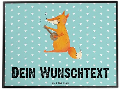 Mr. & Mrs. Panda Personalisierte Schreibtischunterlage Fuchs Gitarre - Personalisierte Geschenke, Musik, Füchse, Musiker, Musikerin, Schreibtisch
