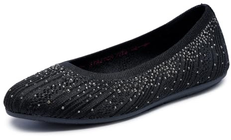 Skechers Women's Cleo 2.0-Glitzy Daze Ballet Flat, Black, 10, 7 UK
