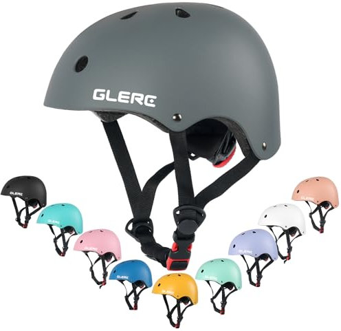 Glerc Kinder Fahrradhelm für 3-8 Jahre alte Jungen Mädchen, Kinder Fahrrad Zubehör, stoß- und schlagfester Fahrradhelm für Kinder,S,Grau