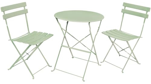 AKORD Set de Bistro pour Balcon Orion | 2 Chaises Pliables et 1 Table Ronde | Salon de Jardin | Ensemble de Chaises de Table Bistrot en Métal | Vert